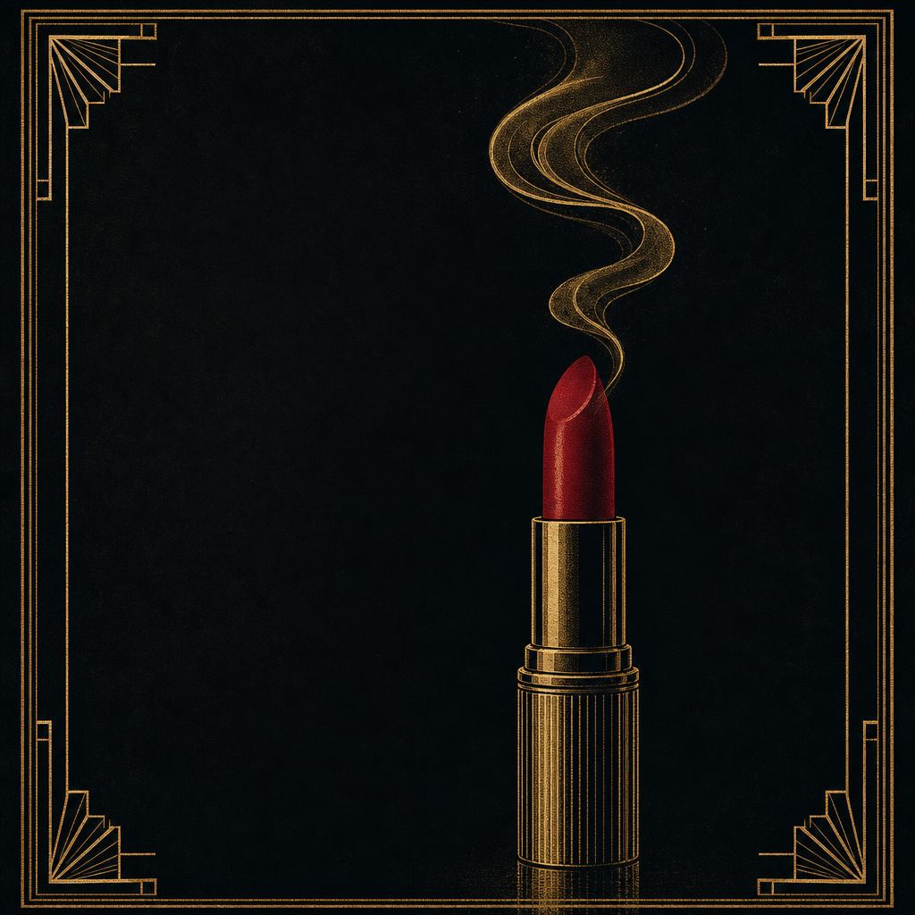 GUILTY campaign art — lipstick and gold smoke